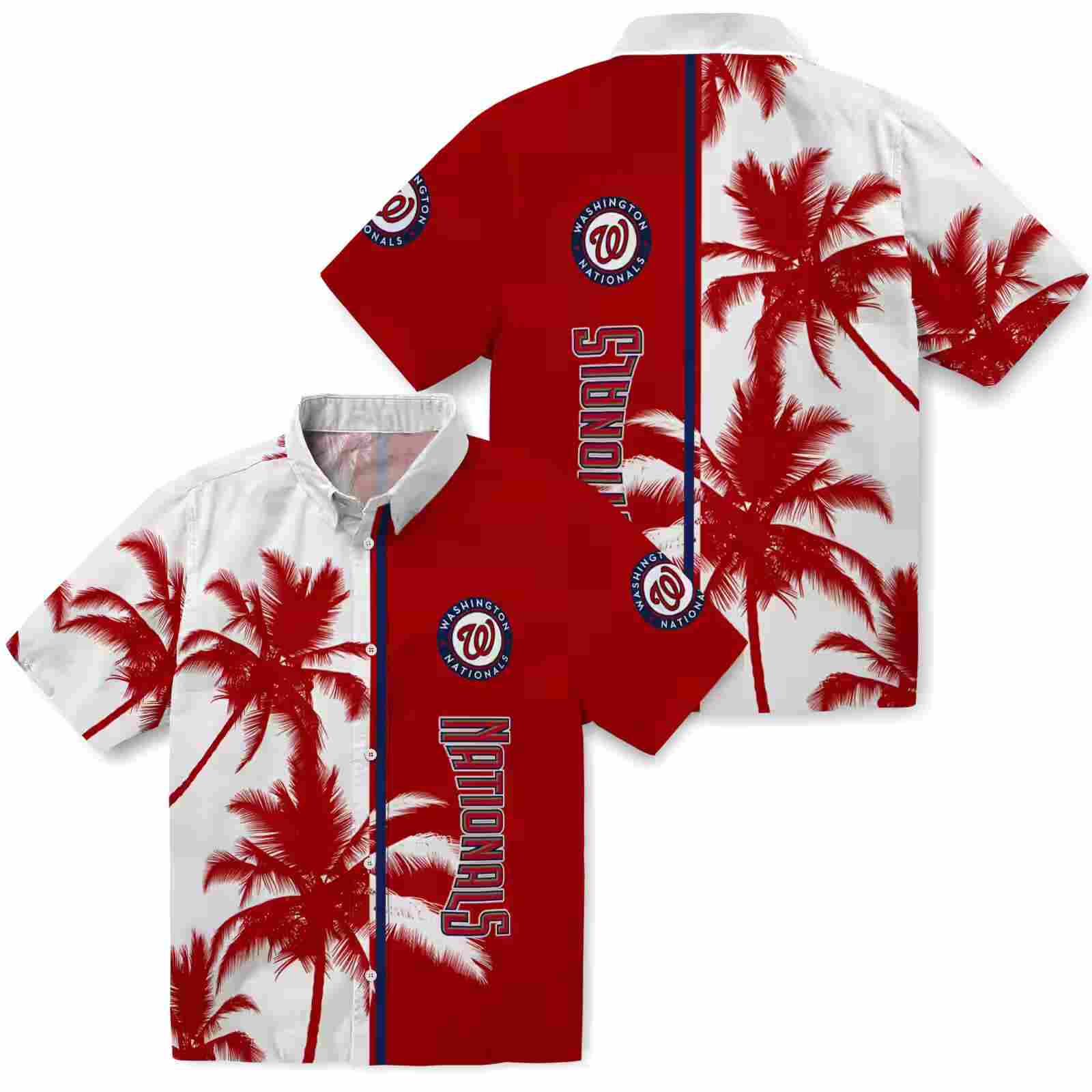 washington nationals palm trees red white hawaiian shirt high quality