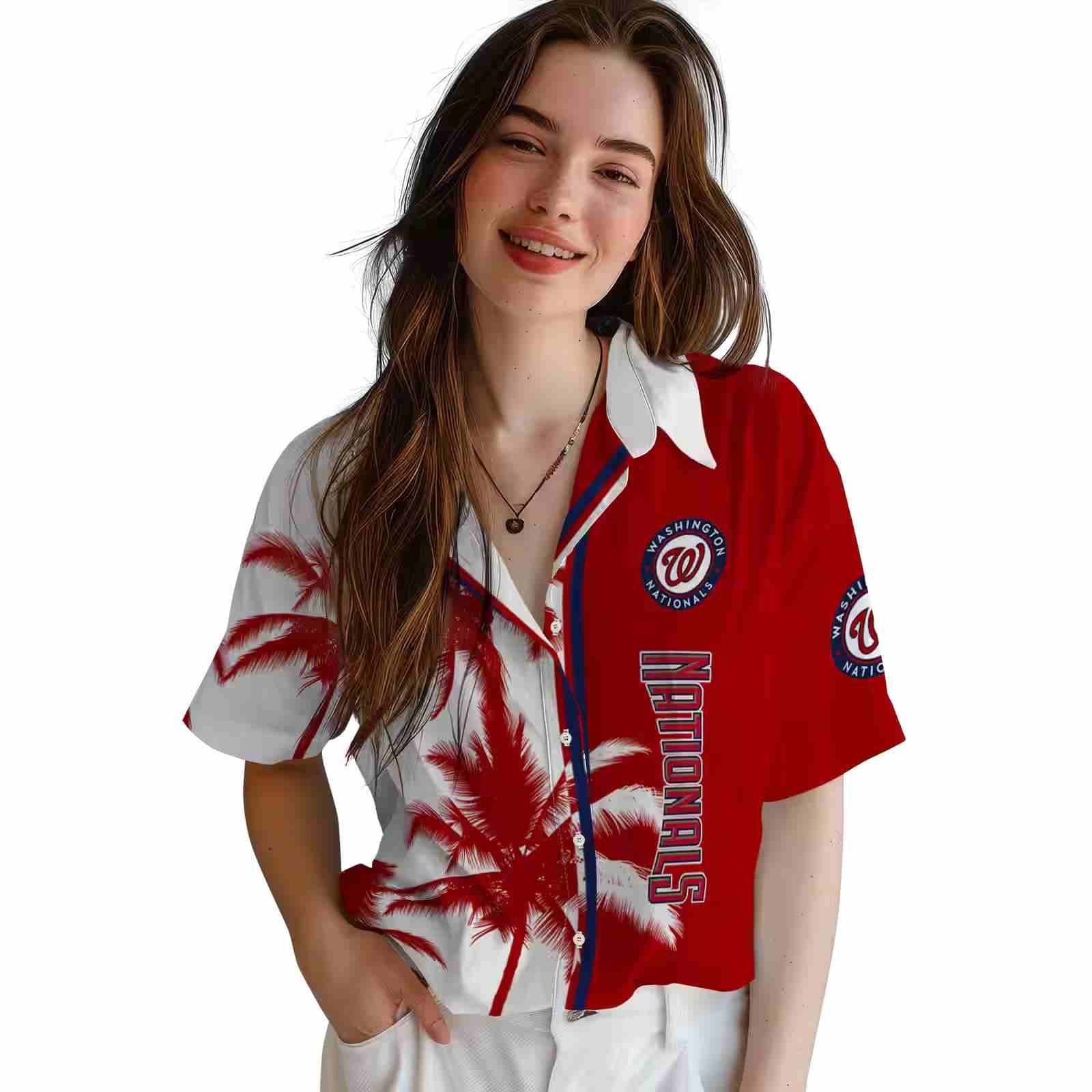 washington nationals palm trees red white hawaiian shirt latest model