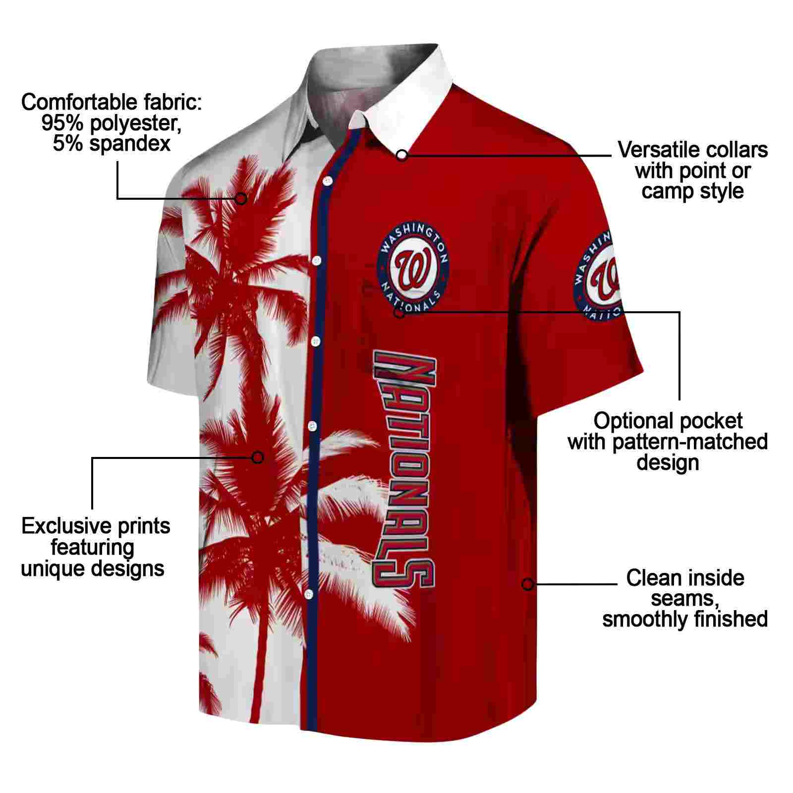 washington nationals palm trees red white hawaiian shirt new arrival