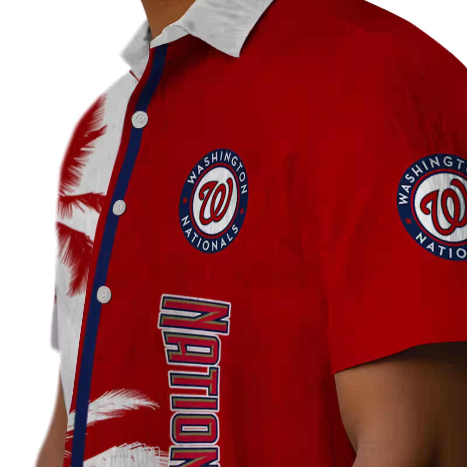 washington nationals palm trees red white hawaiian shirt trendy