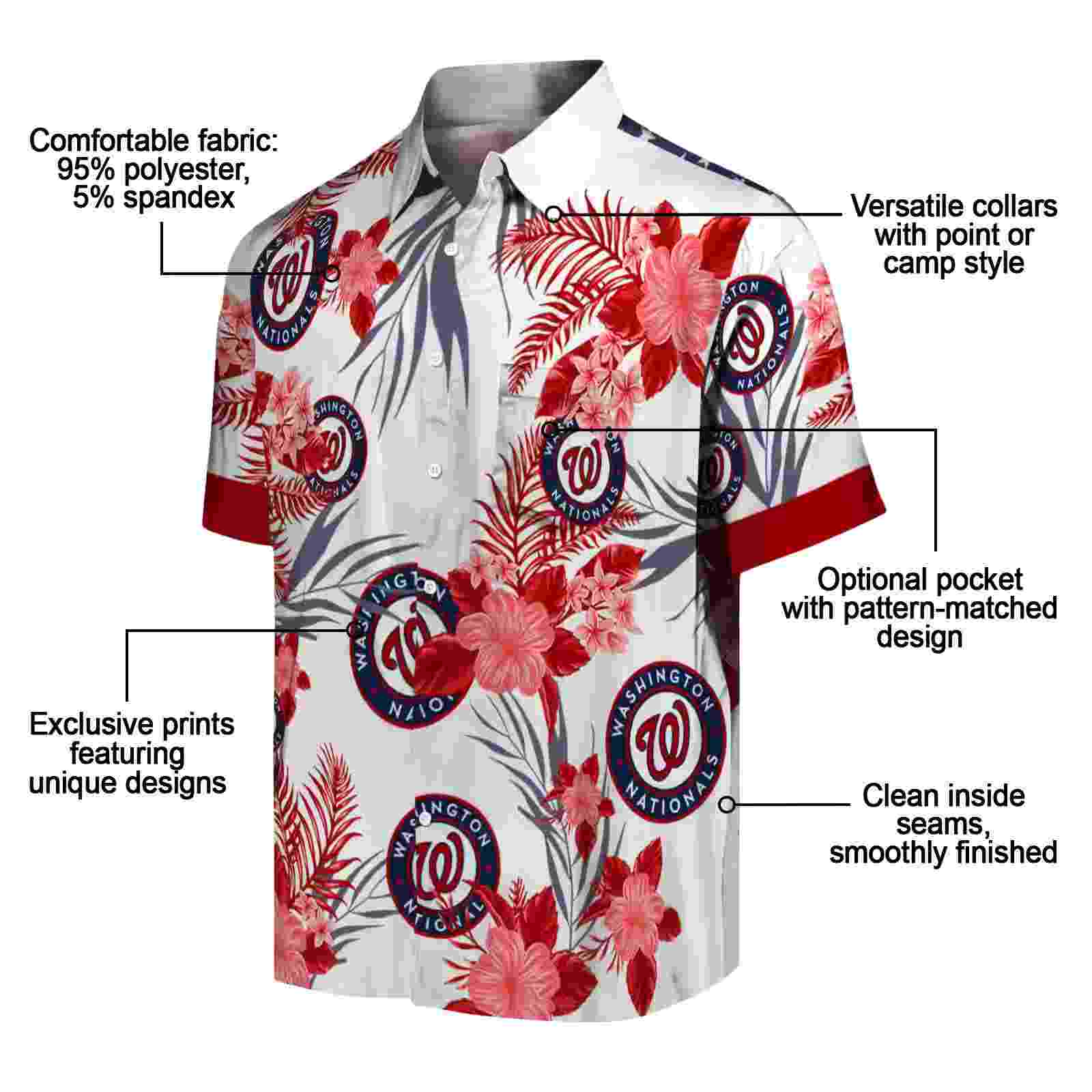 washington nationals patriotic hibiscus design red white hawaiian shirt new arrival