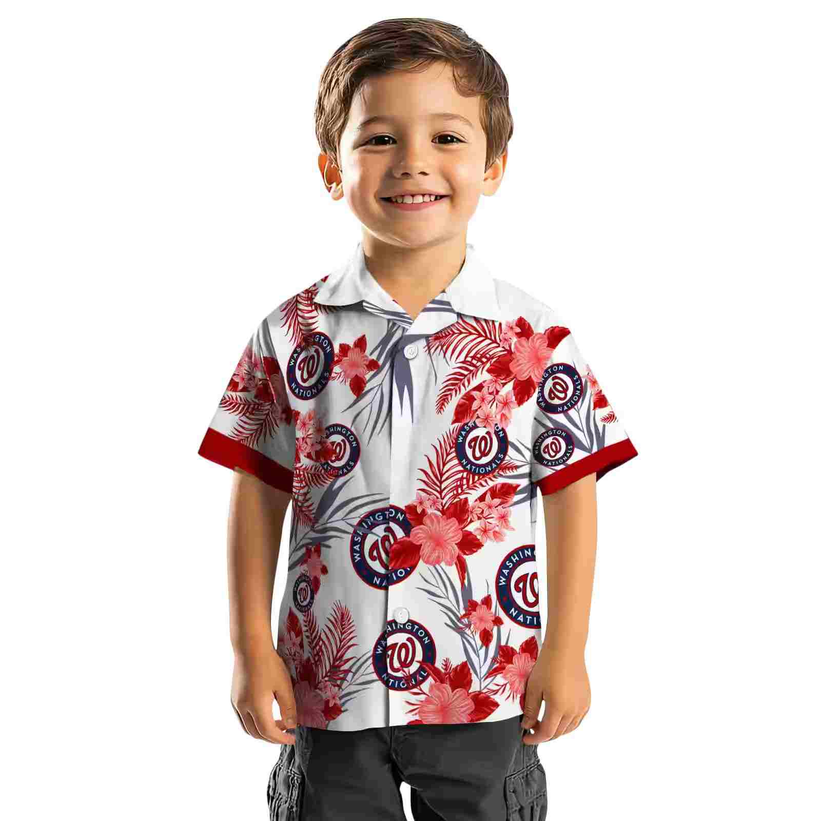 washington nationals patriotic hibiscus design red white hawaiian shirt top rated