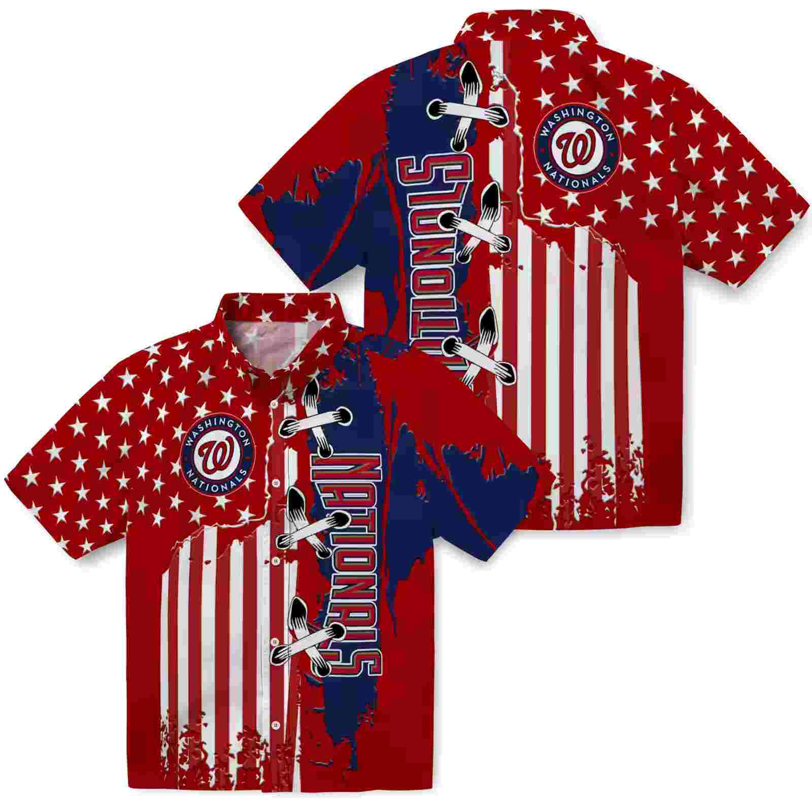 washington nationals stitched flag red hawaiian shirt high quality