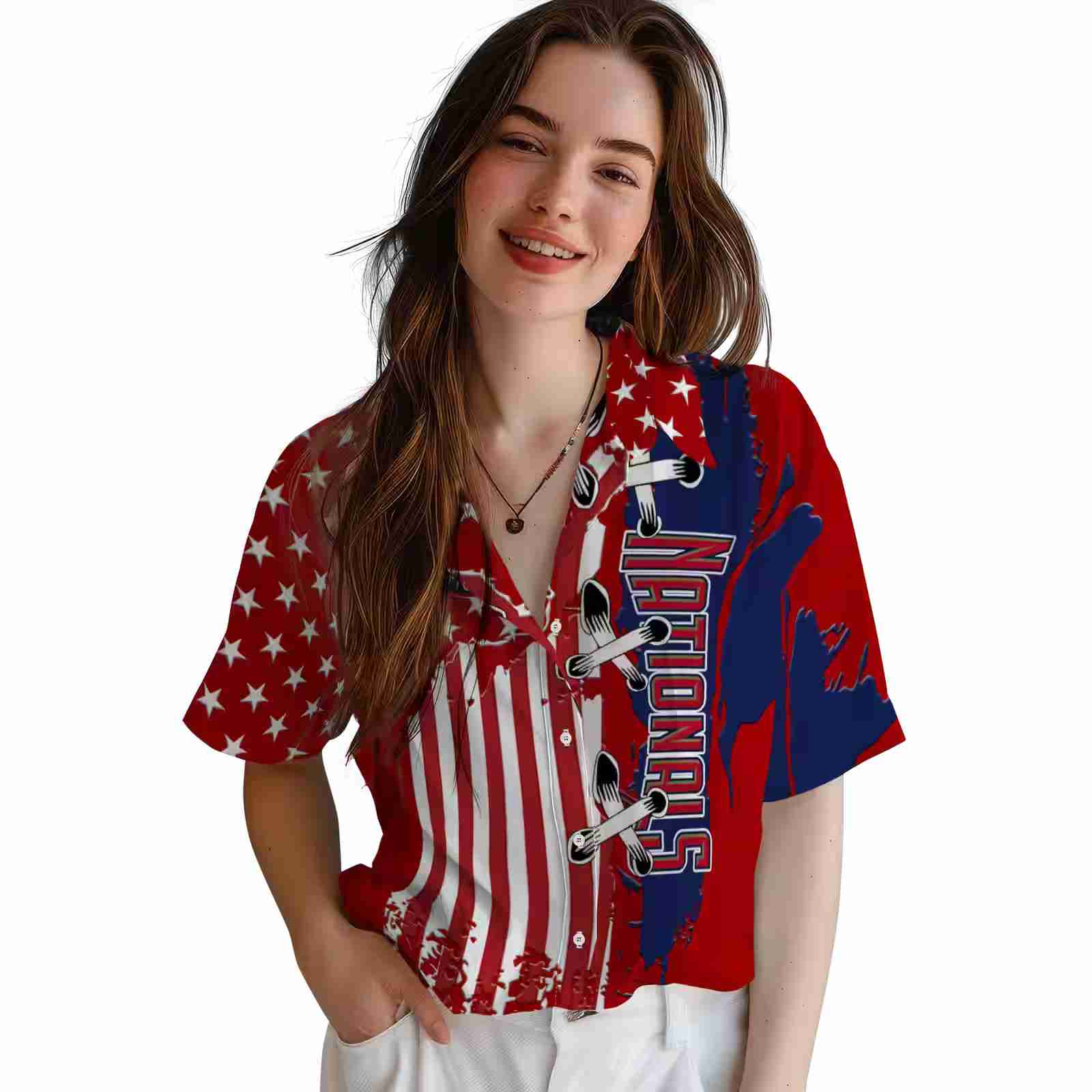 washington nationals stitched flag red hawaiian shirt latest model