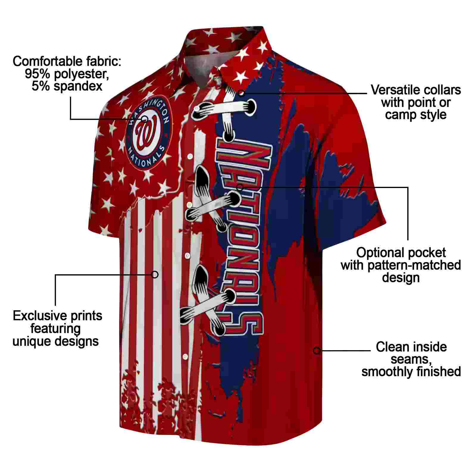 washington nationals stitched flag red hawaiian shirt new arrival