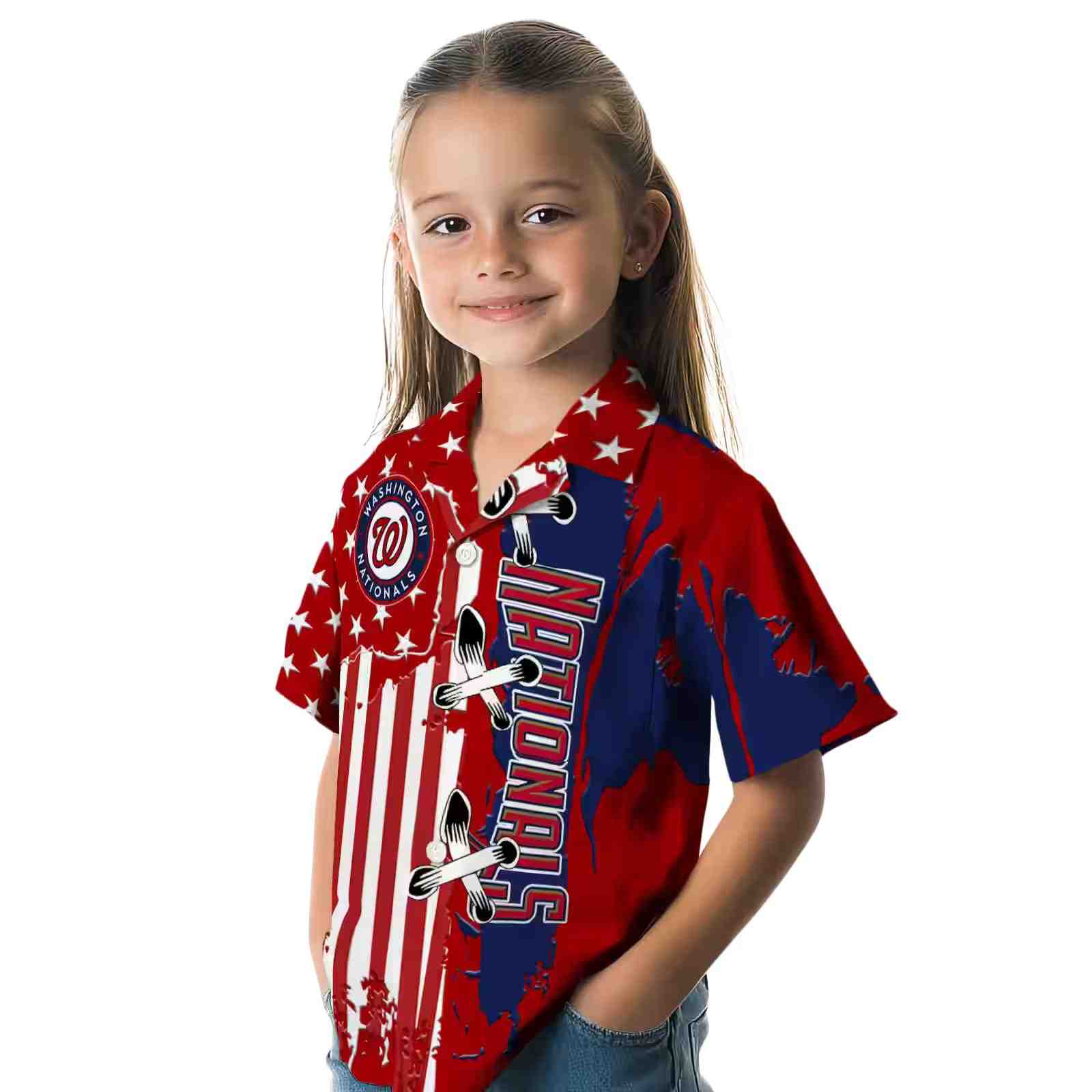 washington nationals stitched flag red hawaiian shirt premium grade