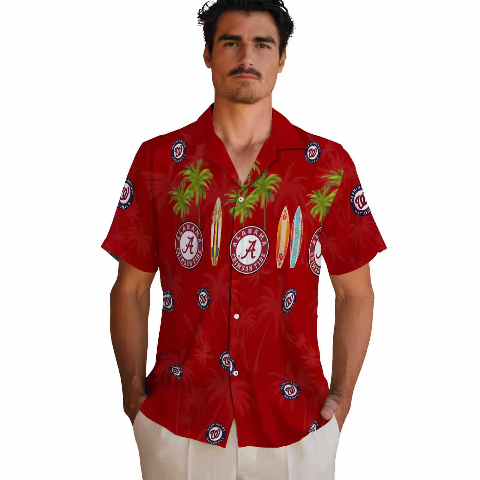 washington nationals surfboard palm red hawaiian shirt fashion forward