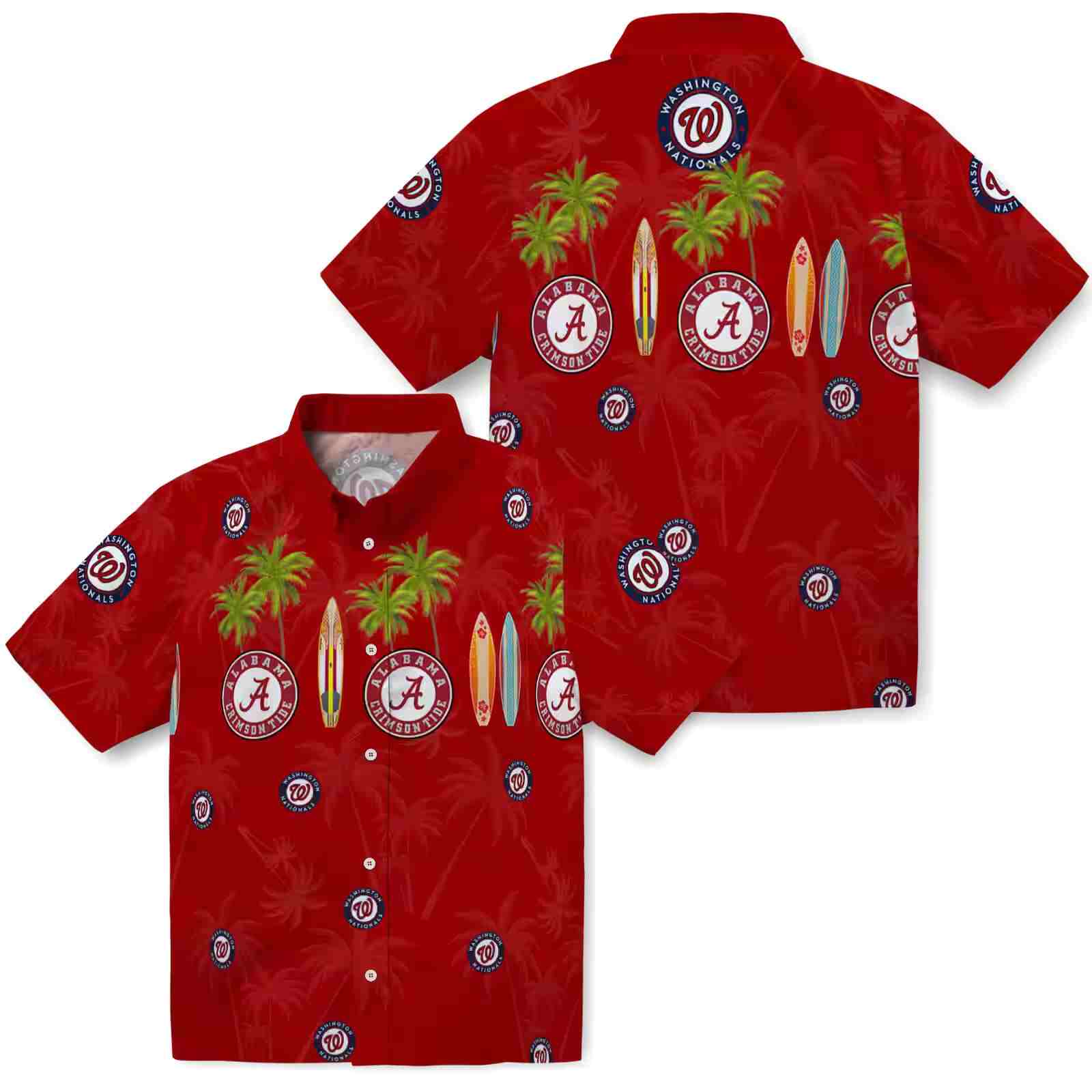 washington nationals surfboard palm red hawaiian shirt high quality