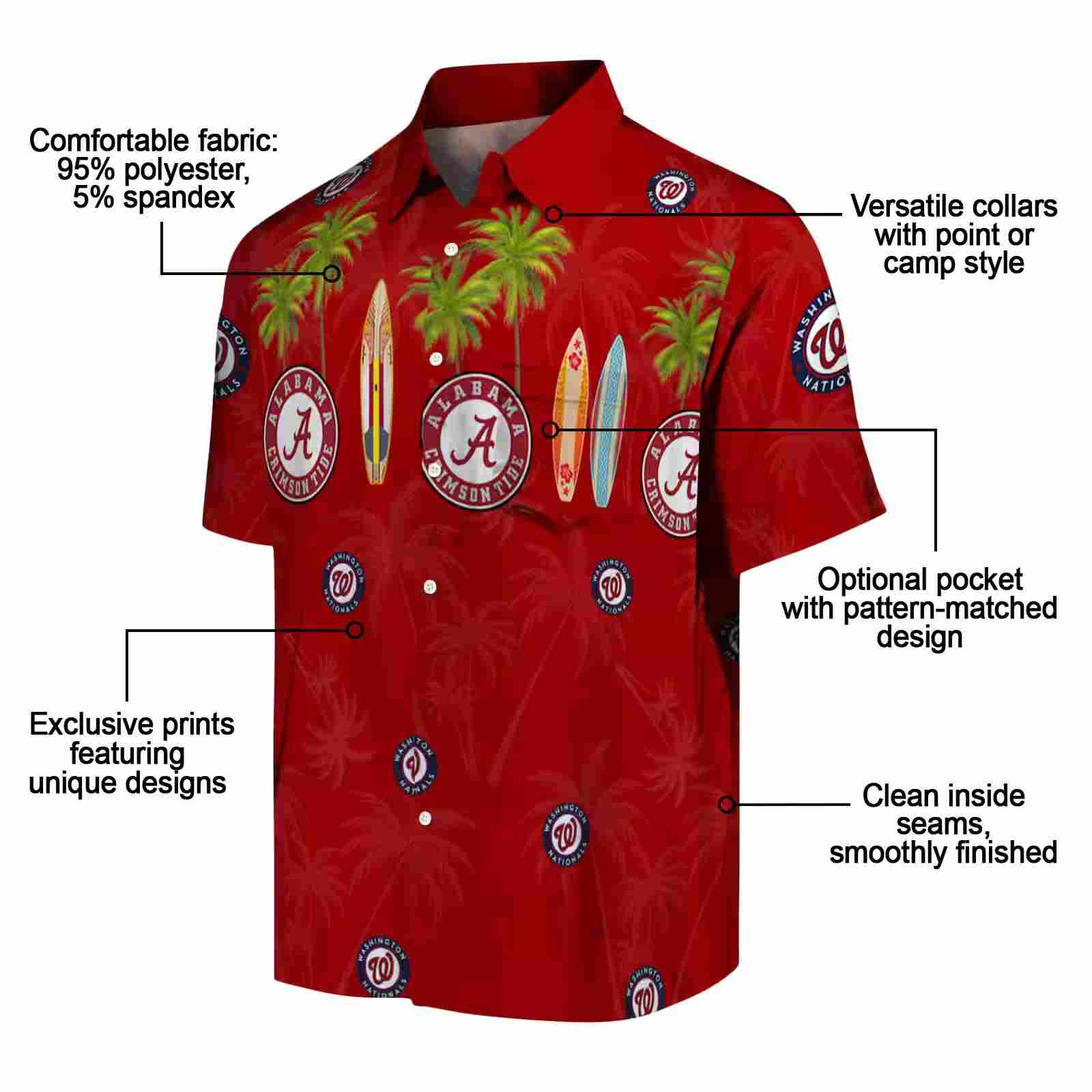 washington nationals surfboard palm red hawaiian shirt new arrival