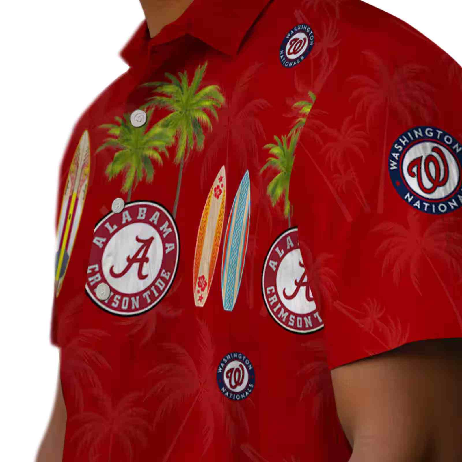 washington nationals surfboard palm red hawaiian shirt trendy