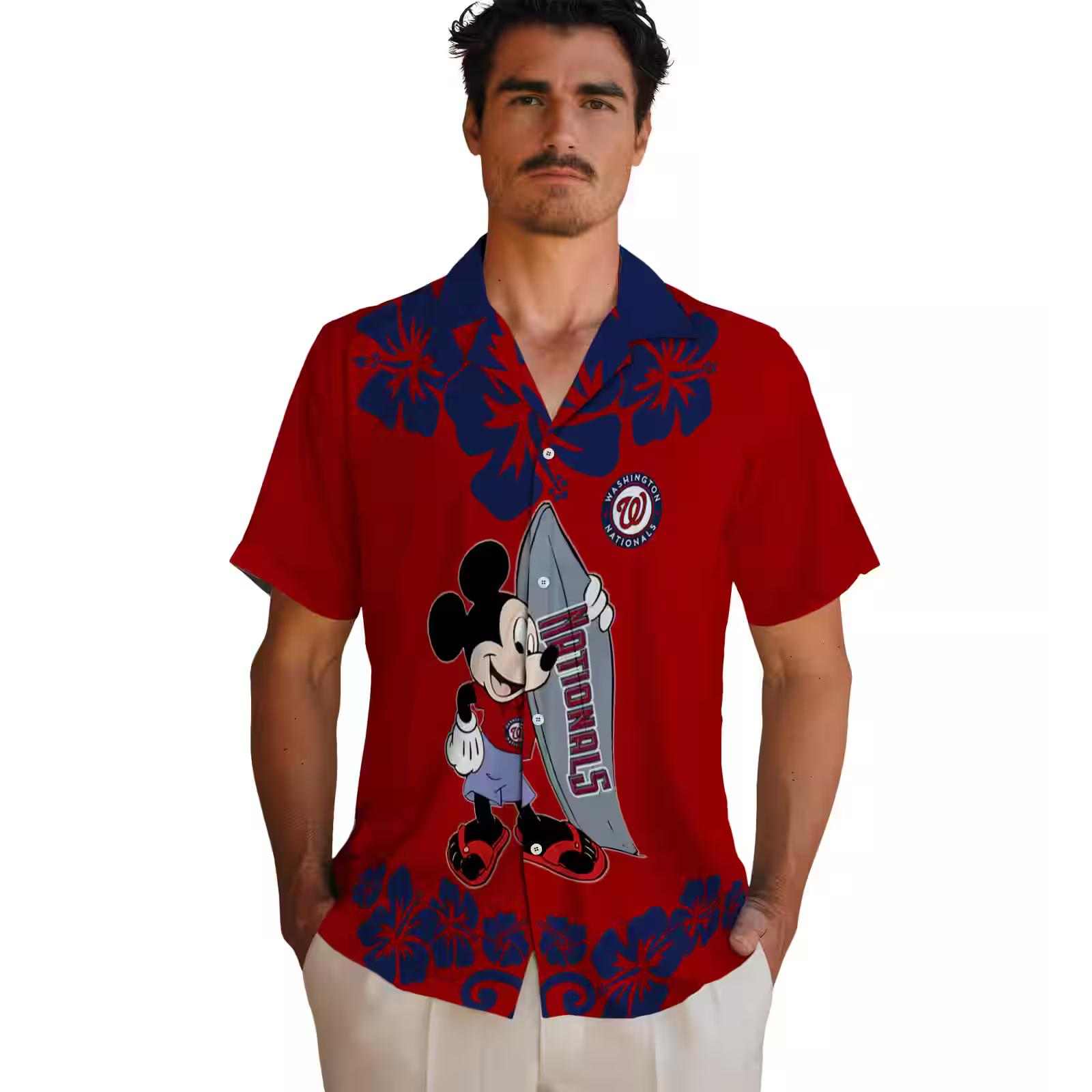 washington nationals surfing mickey red hawaiian shirt fashion forward