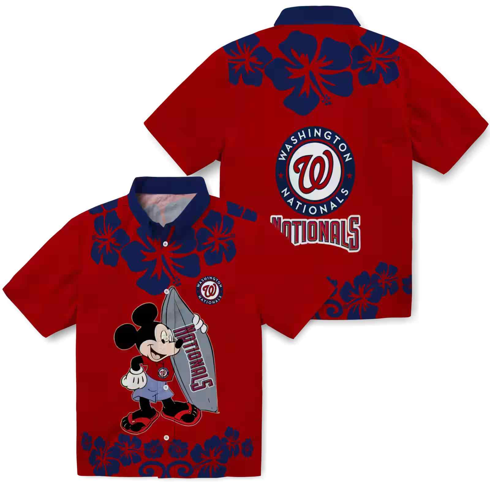 washington nationals surfing mickey red hawaiian shirt high quality