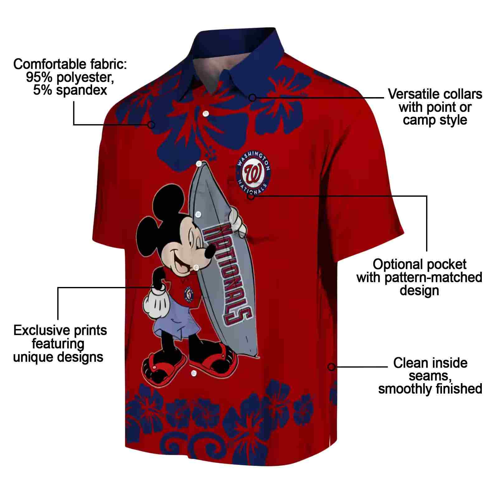 washington nationals surfing mickey red hawaiian shirt new arrival