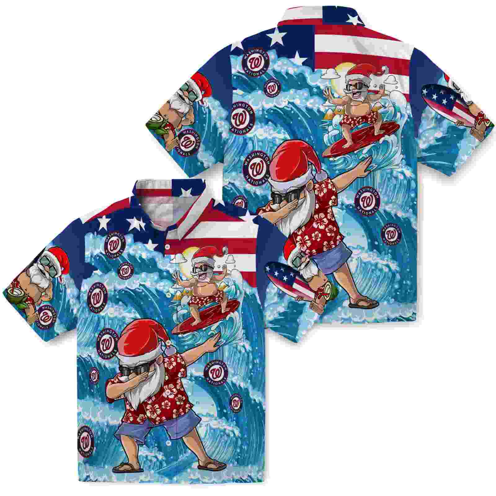 washington nationals surfing santa blue hawaiian shirt high quality