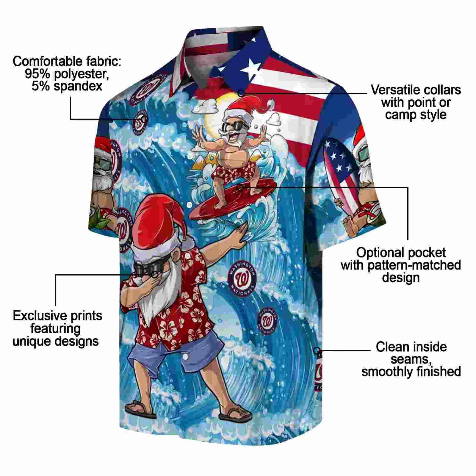 washington nationals surfing santa blue hawaiian shirt new arrival