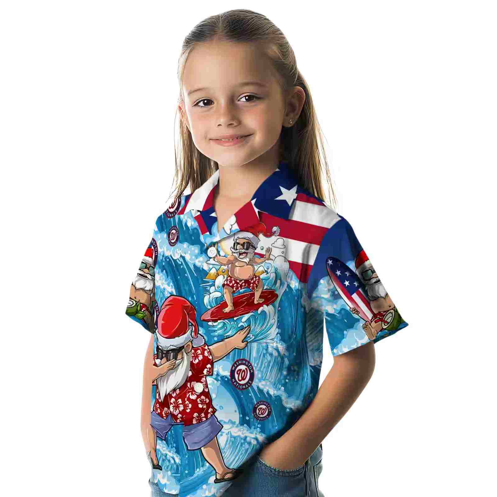 washington nationals surfing santa blue hawaiian shirt premium grade