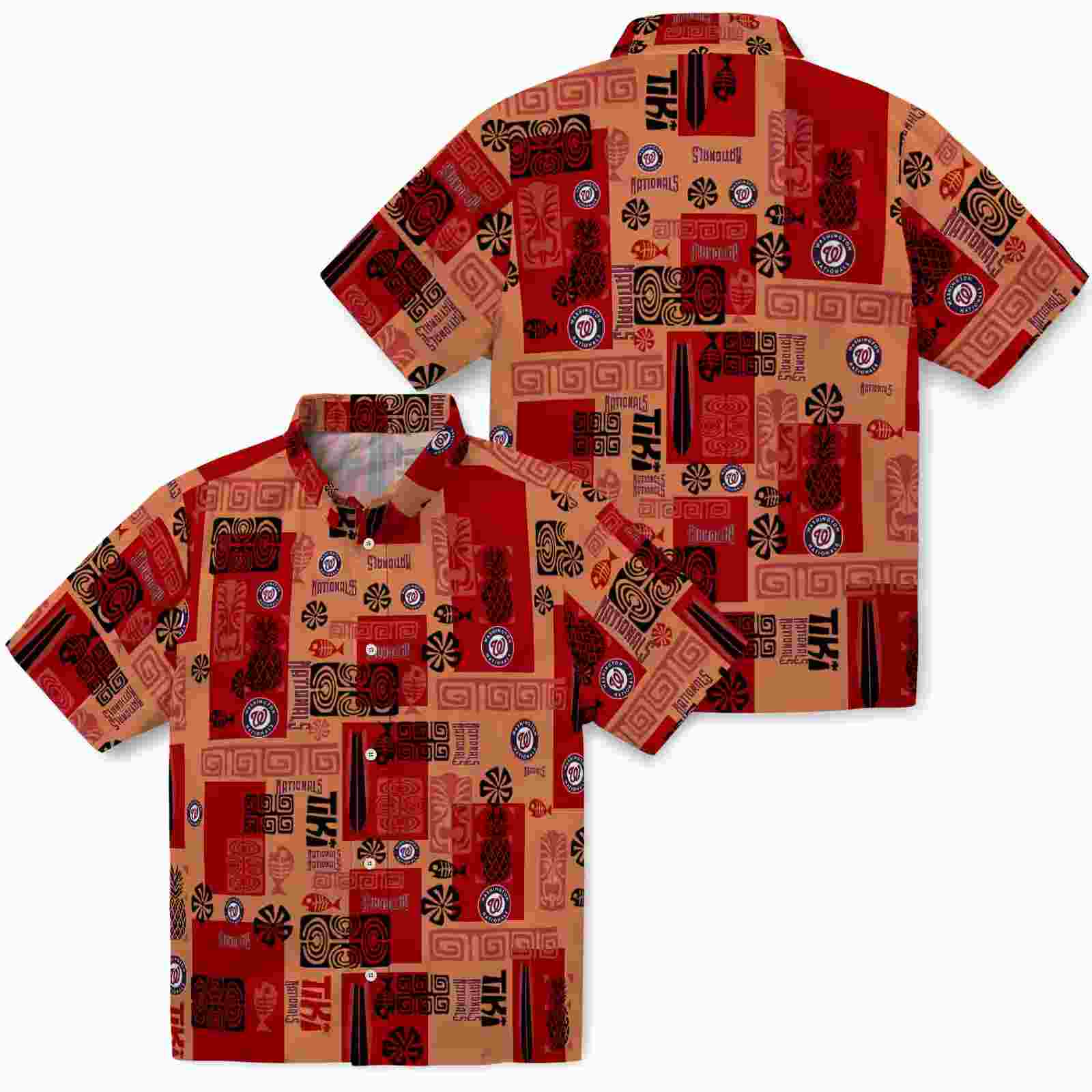 washington nationals tribal symbols red hawaiian shirt high quality