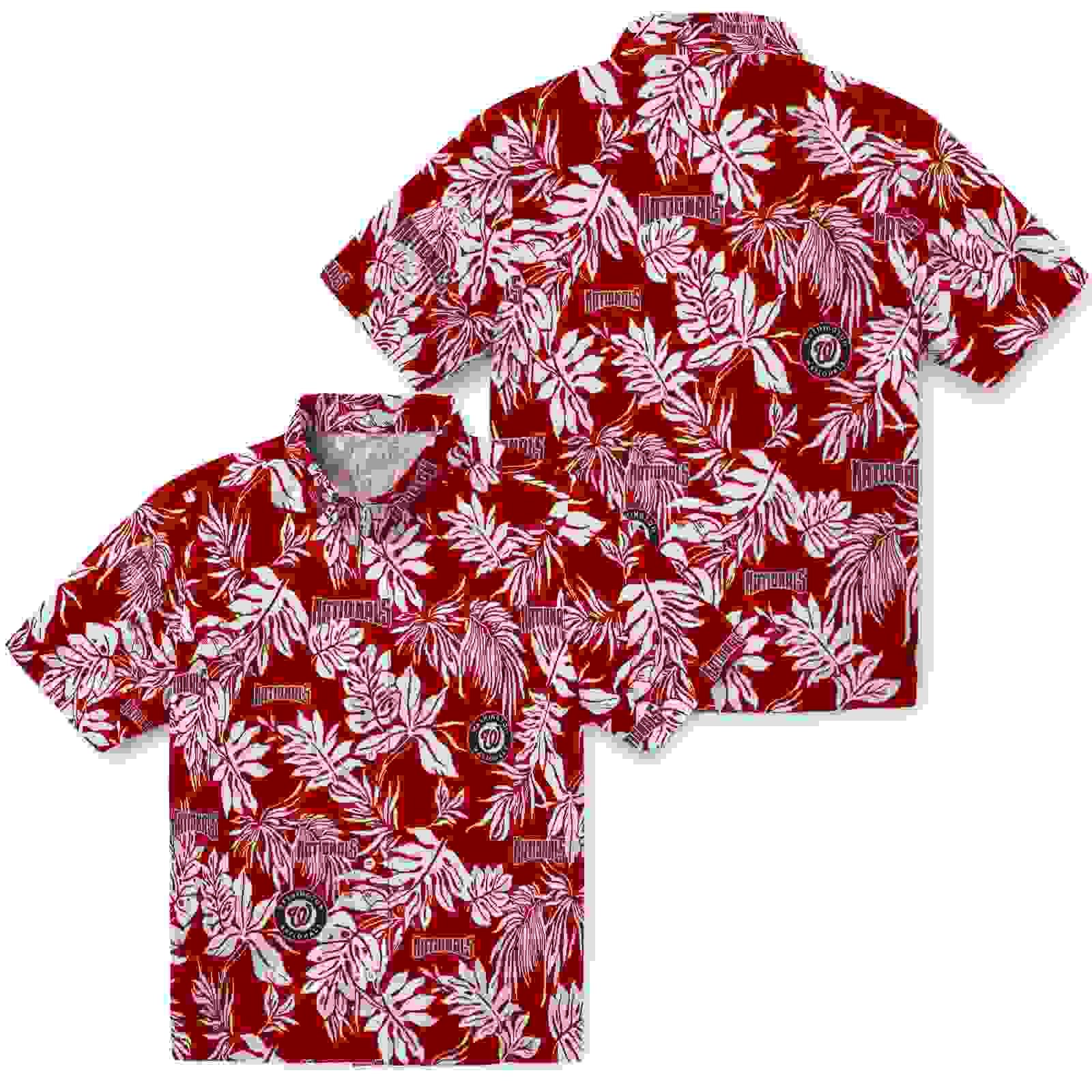 washington nationals tropical leaf red white hawaiian shirt high quality