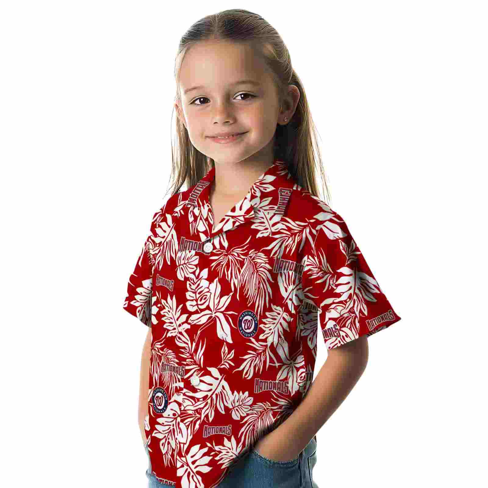 washington nationals tropical leaf red white hawaiian shirt premium grade