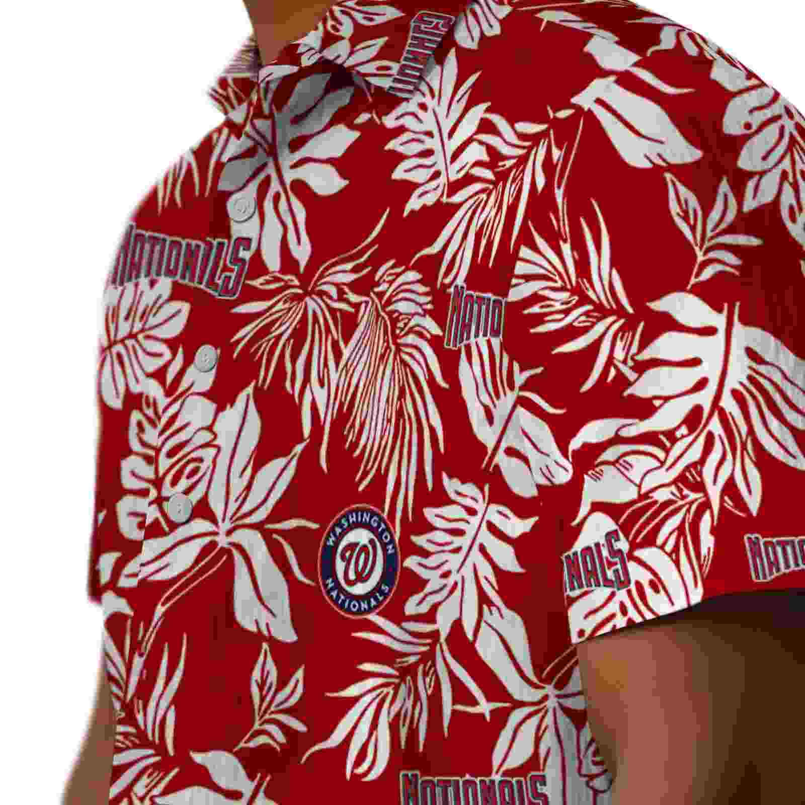 washington nationals tropical leaf red white hawaiian shirt trendy