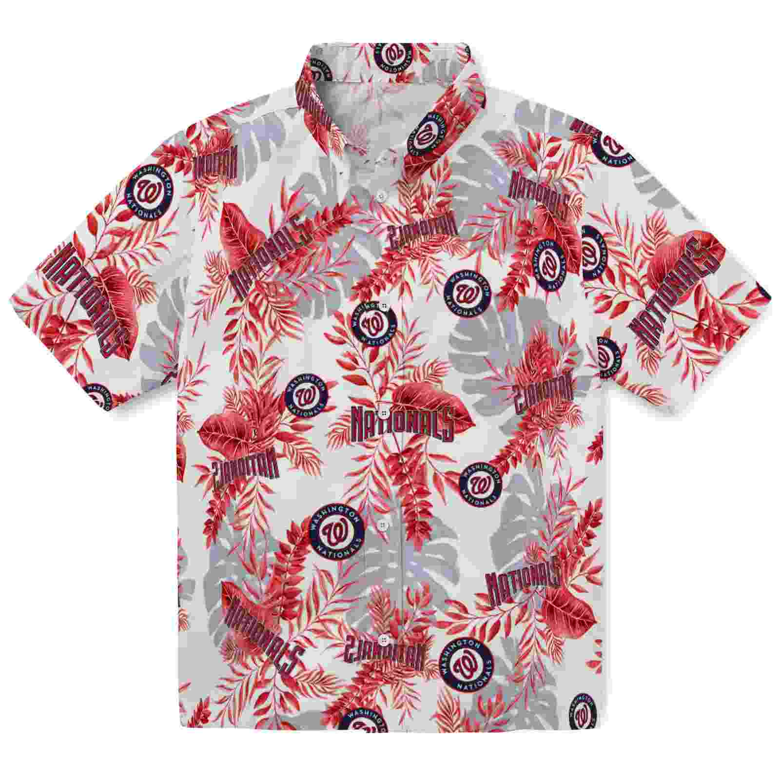 washington nationals tropical leaves red white hawaiian shirt best selling