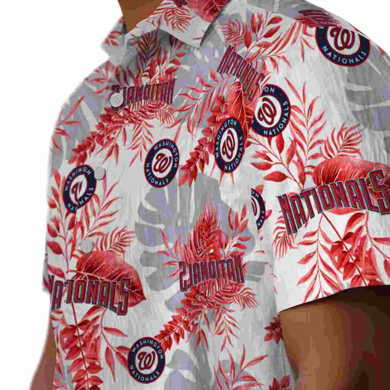 washington nationals tropical leaves red white hawaiian shirt trendy