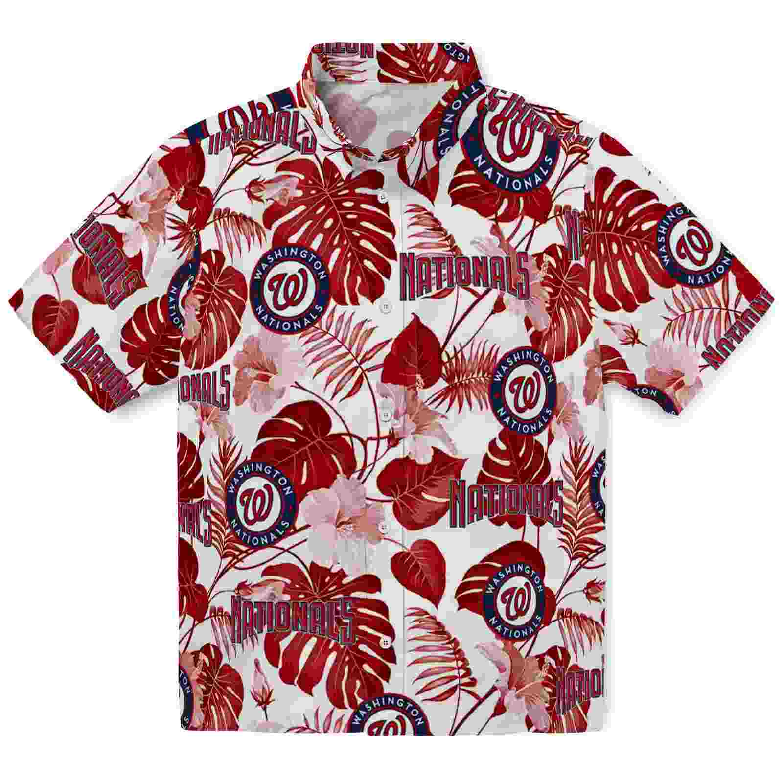 Washington Nationals Tropical Plants Red White Hawaiian Shirt