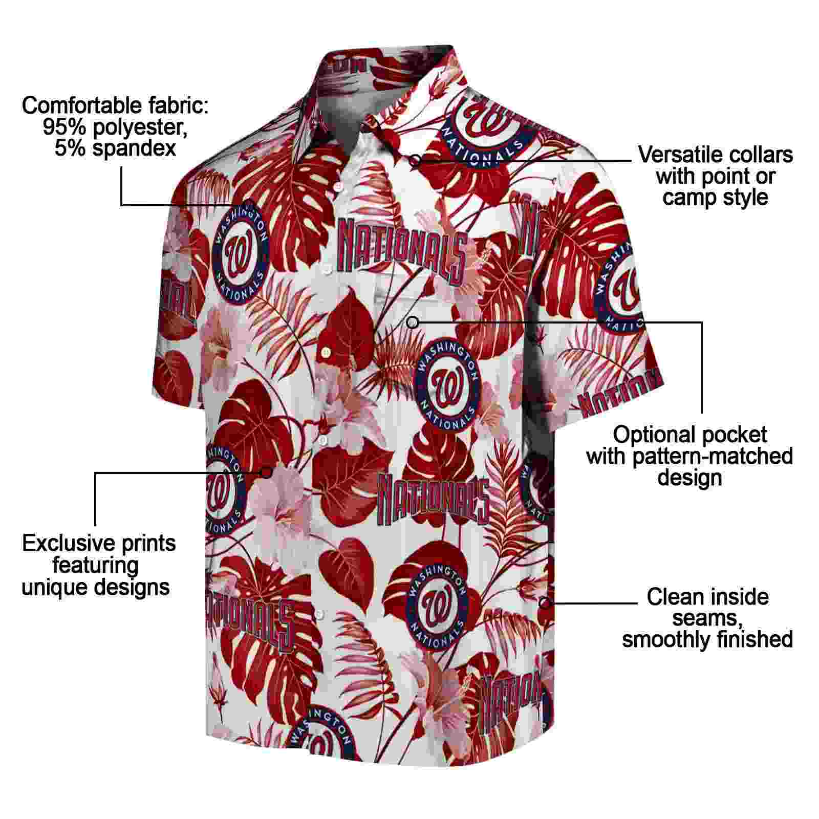 washington nationals tropical plants red white hawaiian shirt new arrival