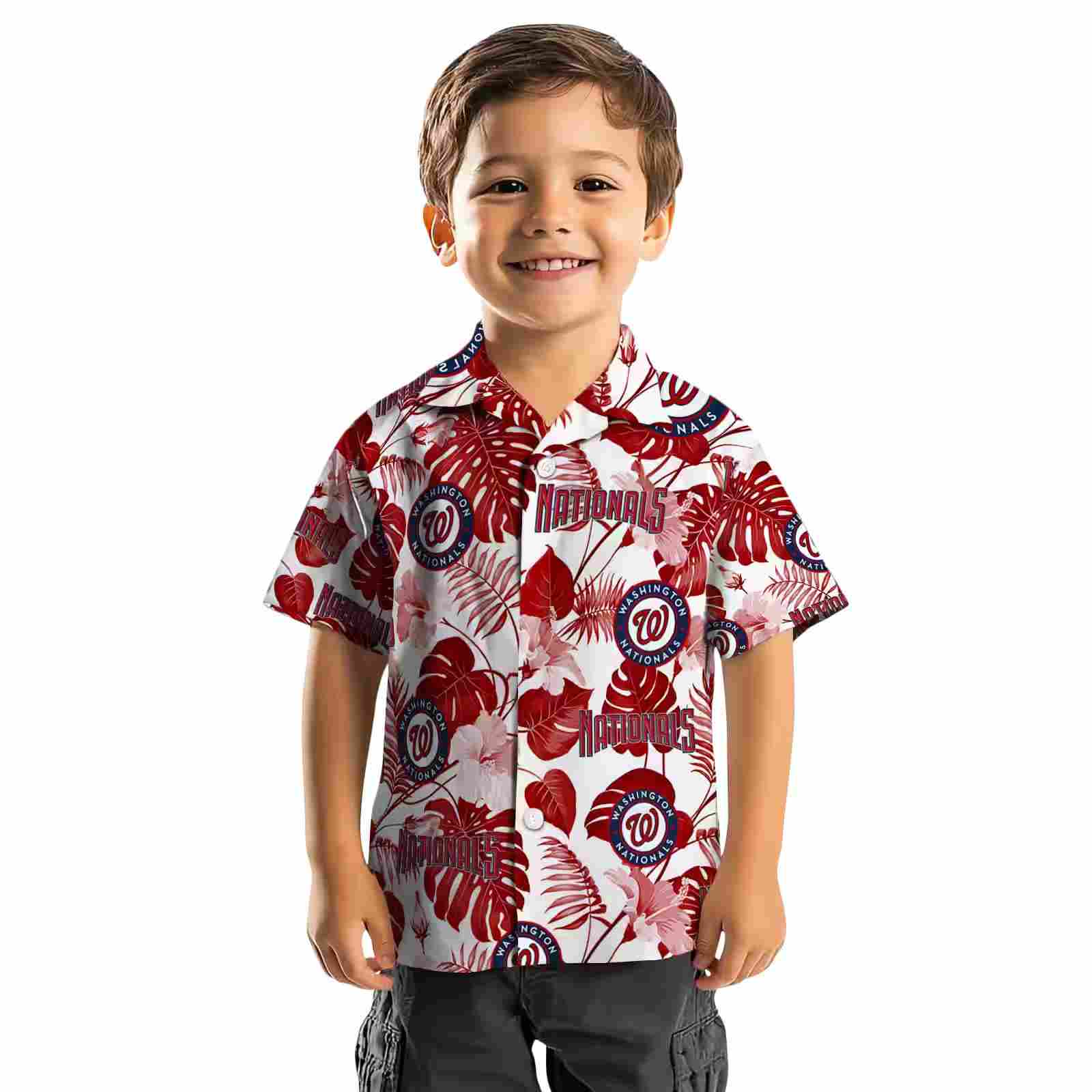 washington nationals tropical plants red white hawaiian shirt top rated