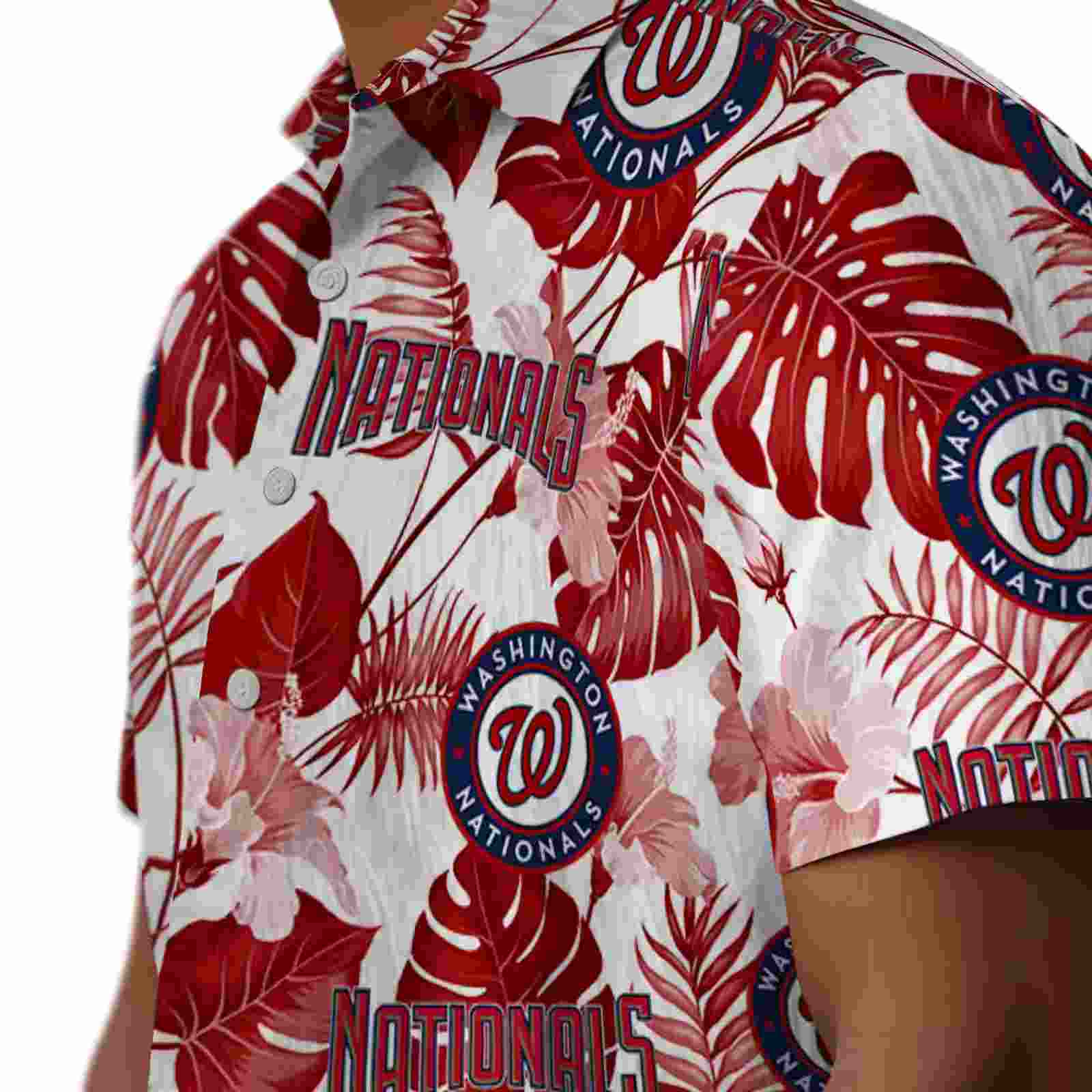 washington nationals tropical plants red white hawaiian shirt trendy