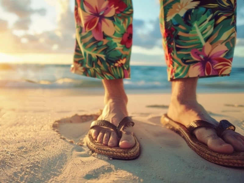 There are many kinds of shoes to go with Hawaiian shirts